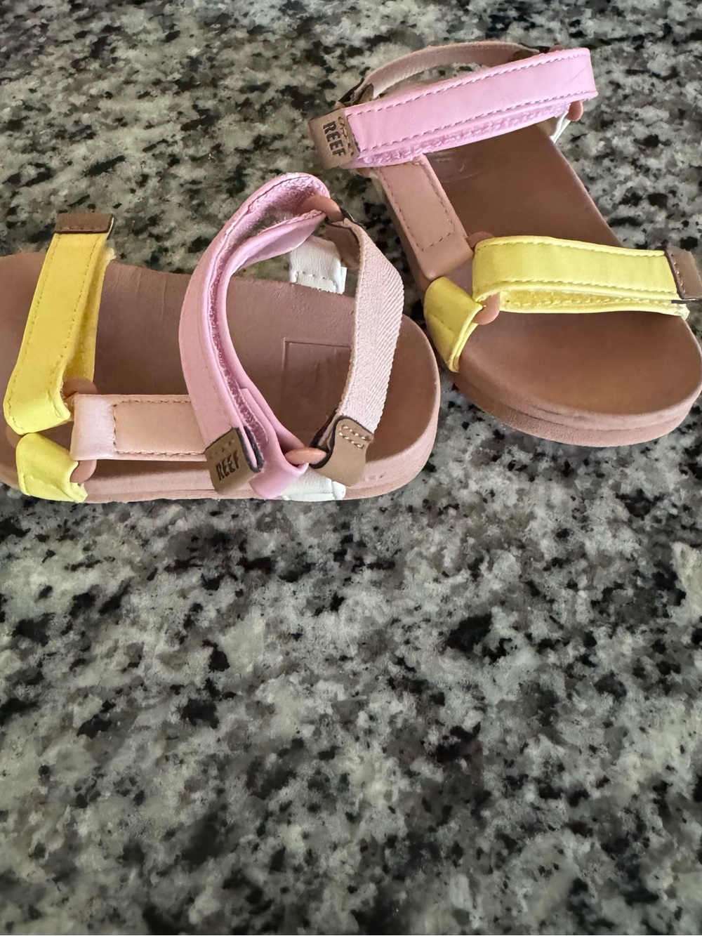 Reef Kids Pink and Yellow Hook-and-Loop Sandals